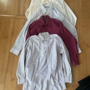 Towncraft Men's Dress Shirts - White, Burgundy, Striped